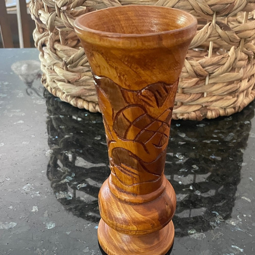 Vintage Hand Carved Wooden Vase Floral Decor gorgeous, and unique piece